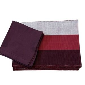 NWT NOW DESIGNS Striped “Tribeca” 100% Cotton Placemats ONLY, Mulberry, Set of 6